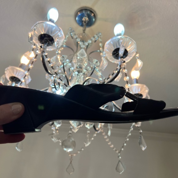 Italian black shoes sandals/slides silver accent women’s size 11W - Picture 4 of 4